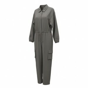 New Beyond Yoga Women Weekend Warrior Cargo Jumpsuit XL Dunee Grey Utility